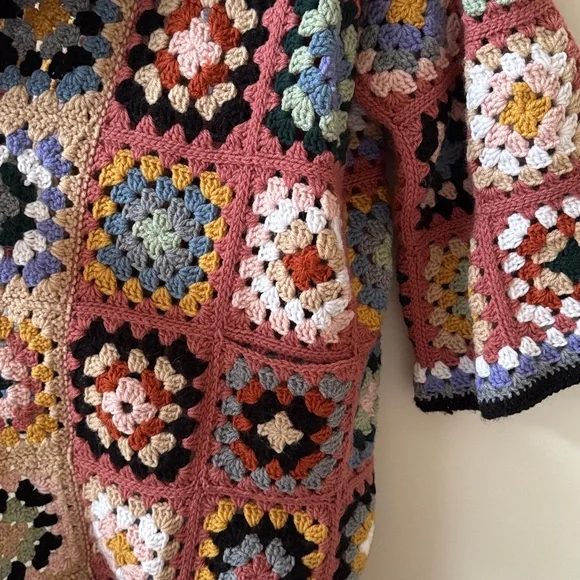 Granny Square Handmade Crochet maxi cardigan coat - Picture 4 of 8